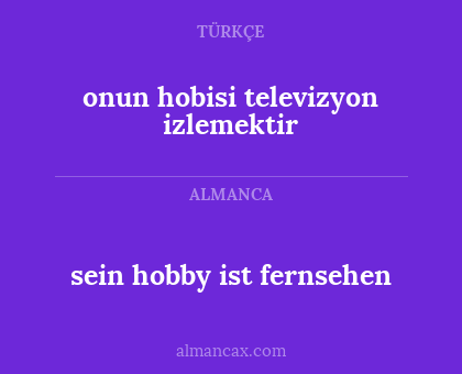 onun hobisi televizyon izlemektir - sein hobby ist fernsehen
