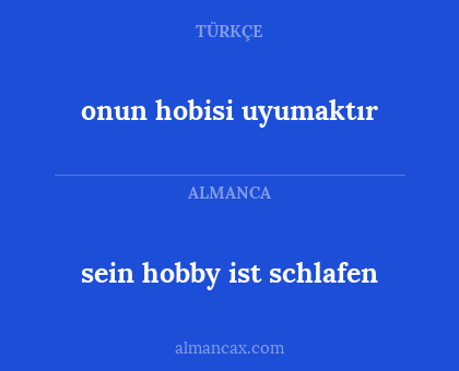 onun hobisi uyumaktır - sein hobby ist schlafen