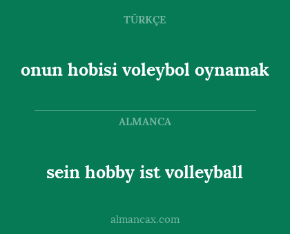 onun hobisi voleybol oynamak - sein hobby ist volleyball