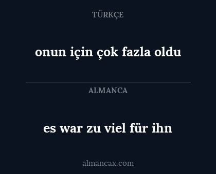 es war zu viel für ihn - onun için çok fazla oldu