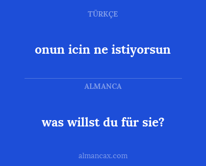was willst du für sie? - onun icin ne istiyorsun