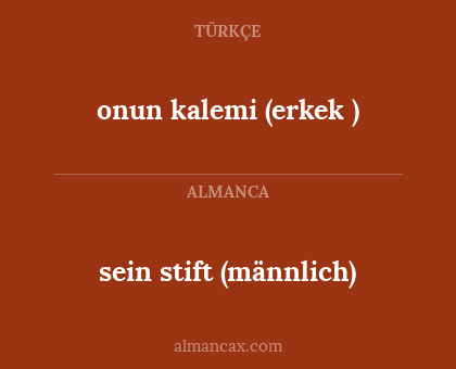 sein stift (männlich) - onun kalemi (erkek )