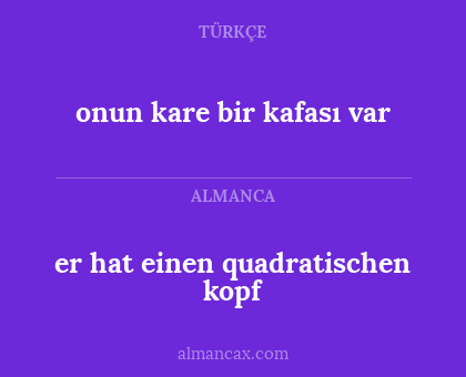 onun kare bir kafası var - er hat einen quadratischen kopf
