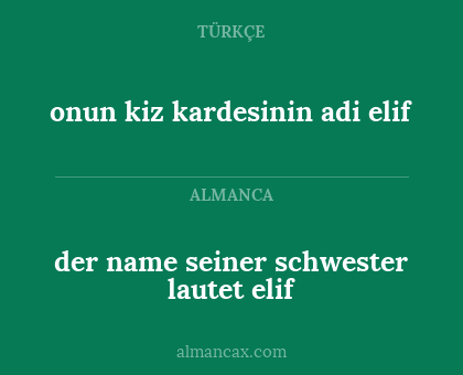 der name seiner schwester lautet elif - onun kiz kardesinin adi elif