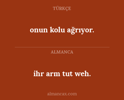 onun kolu ağrıyor. - ihr arm tut weh.