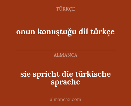 onun konuştuğu dil türkçe - sie spricht die türkische sprache