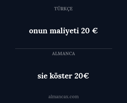 sie köster 20€ - onun maliyeti 20 €