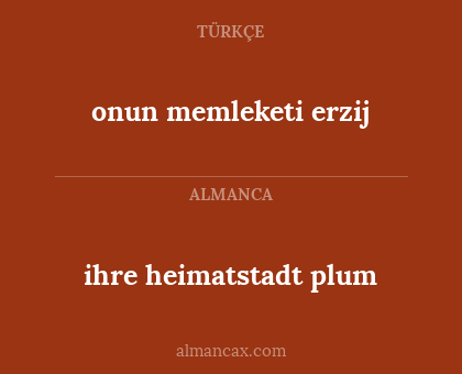 ihre heimatstadt plum - onun memleketi erzij