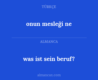 was ist sein beruf? - onun mesleği ne