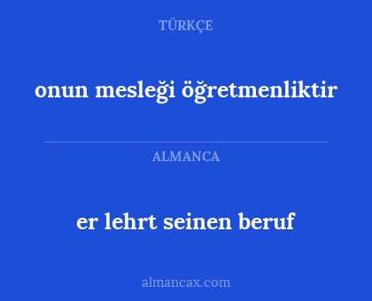 er lehrt seinen beruf - onun mesleği öğretmenliktir