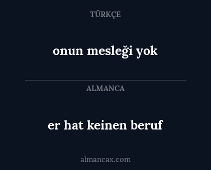 er hat keinen beruf - onun mesleği yok