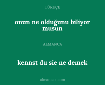 kennst du sie
ne demek - onun ne olduğunu biliyor musun