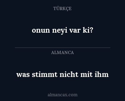 onun neyi var ki? - was stimmt nicht mit ihm