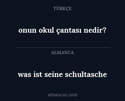 onun okul çantası nedir? - was ist seine schultasche