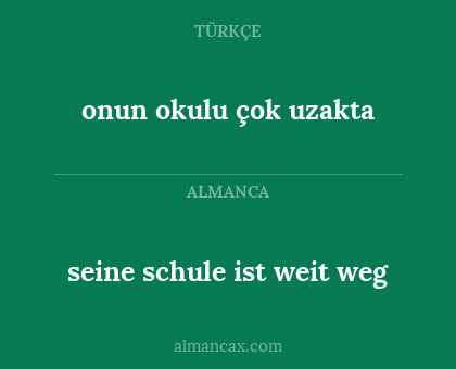 seine schule ist weit weg - onun okulu çok uzakta
