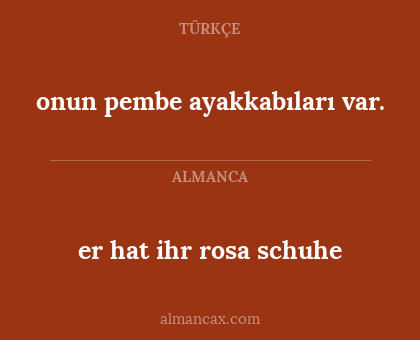 er hat ihr rosa schuhe - onun pembe ayakkabıları var.
