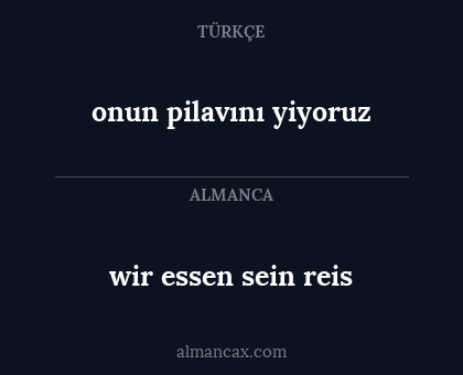 wir essen sein reis - onun pilavını yiyoruz