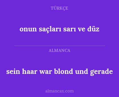 sein haar war blond und gerade - onun saçları sarı ve düz