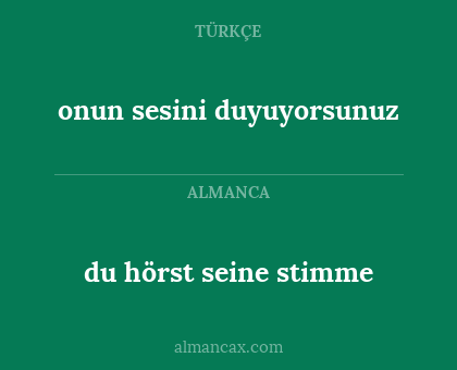 onun sesini duyuyorsunuz - du hörst seine stimme