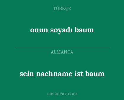 onun soyadı baum - sein nachname ist baum