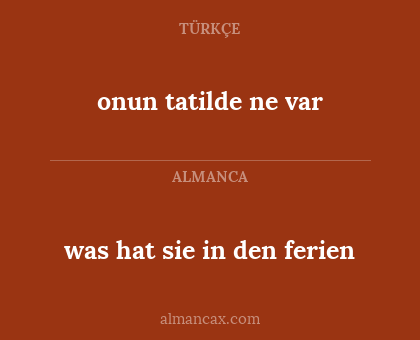onun tatilde ne var - was hat sie in den ferien