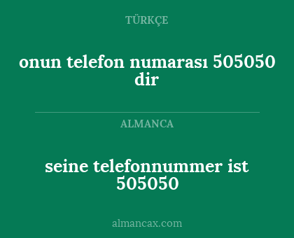 seine telefonnummer ist 505050 - onun telefon numarası 505050 dir