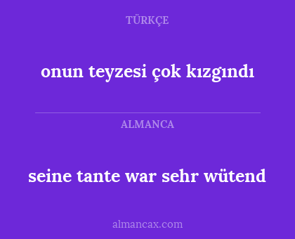 seine tante war sehr wütend - onun teyzesi çok kızgındı