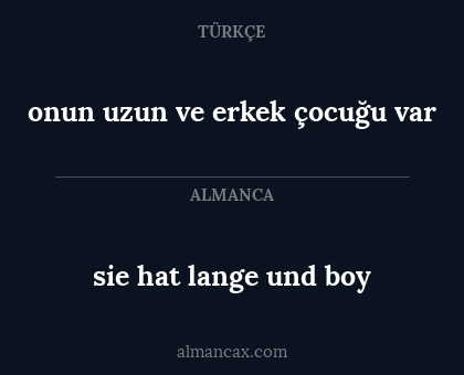 sie hat lange und boy - onun uzun ve erkek çocuğu var