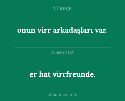 onun virr arkadaşları var. - er hat virrfreunde.