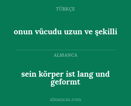 sein körper ist lang und geformt - onun vücudu uzun ve şekilli