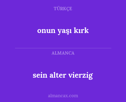 sein alter vierzig - onun yaşı kırk