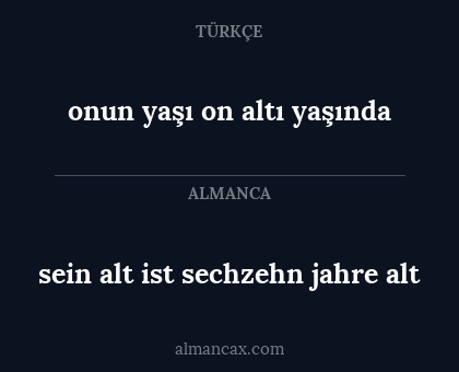 onun yaşı on altı yaşında - sein alt ist sechzehn jahre alt