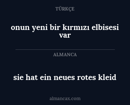 sie hat ein neues rotes kleid - onun yeni bir kırmızı elbisesi var