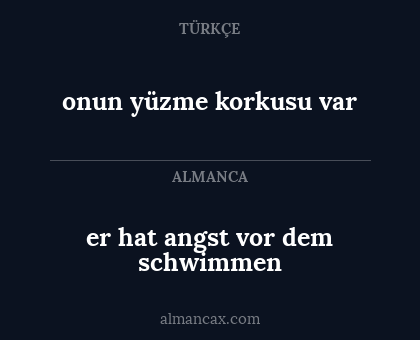 onun yüzme korkusu var - er hat angst vor dem schwimmen