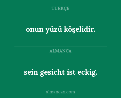 sein gesicht ist eckig. - onun yüzü köşelidir.