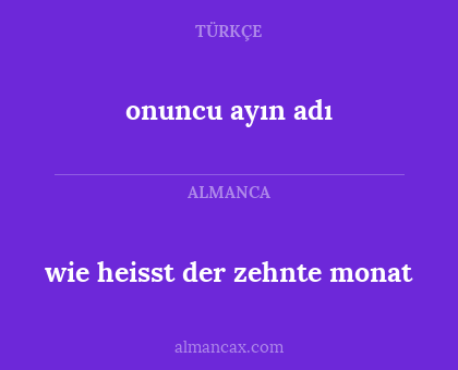 onuncu ayın adı - wie heisst der zehnte monat