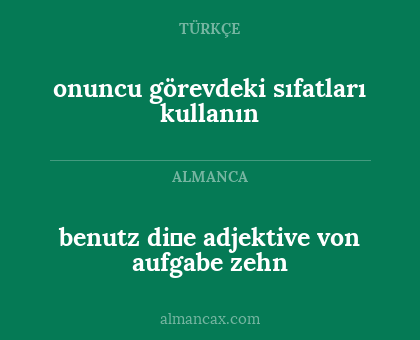 onuncu görevdeki sıfatları kullanın - benutz di̇e adjektive von aufgabe zehn