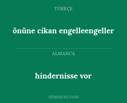 hindernisse vor - önüne cikan engelleengeller