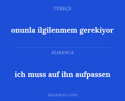 ich muss auf ihn aufpassen - onunla ilgilenmem gerekiyor