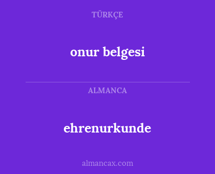 onur belgesi - ehrenurkunde