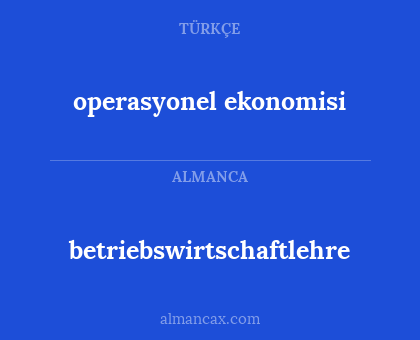 betriebswirtschaftlehre - operasyonel ekonomisi
