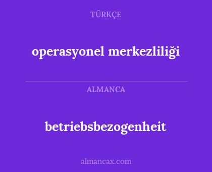 betriebsbezogenheit - operasyonel merkezliliği