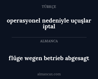 flüge wegen betrieb abgesagt - operasyonel nedeniyle uçuşlar iptal