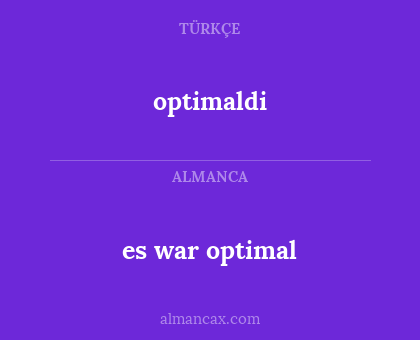 optimaldi - es war optimal