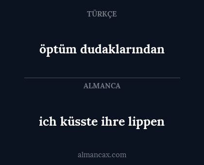 ich küsste ihre lippen - öptüm dudaklarından