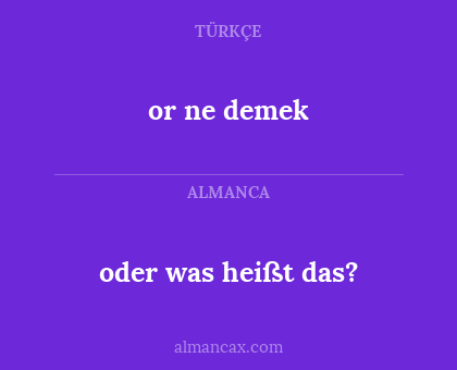or ne demek - oder was heißt das?