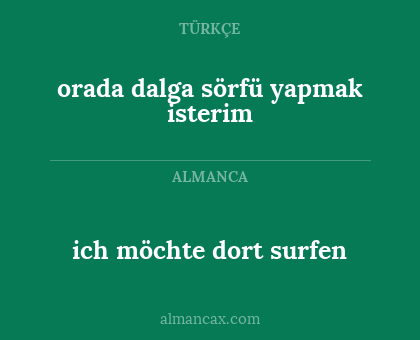 ich möchte dort surfen - orada dalga sörfü yapmak isterim