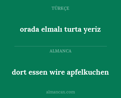 dort essen wire apfelkuchen - orada elmalı turta yeriz