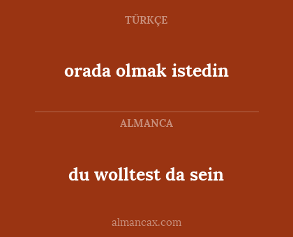du wolltest da sein - orada olmak istedin