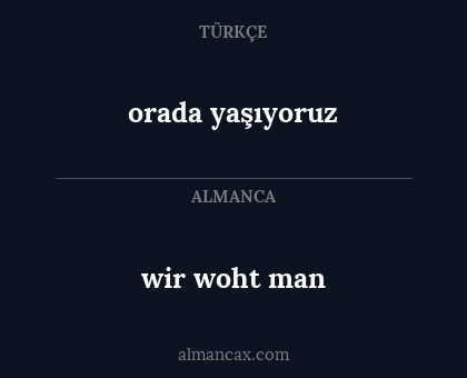 wir woht man - orada yaşıyoruz